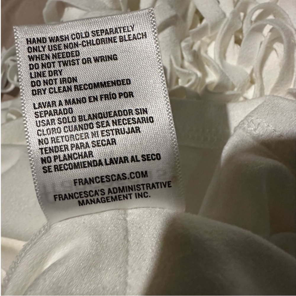 A1- 423 Miami NWT white tassel mini dress western size large - Picture 12 of 12
